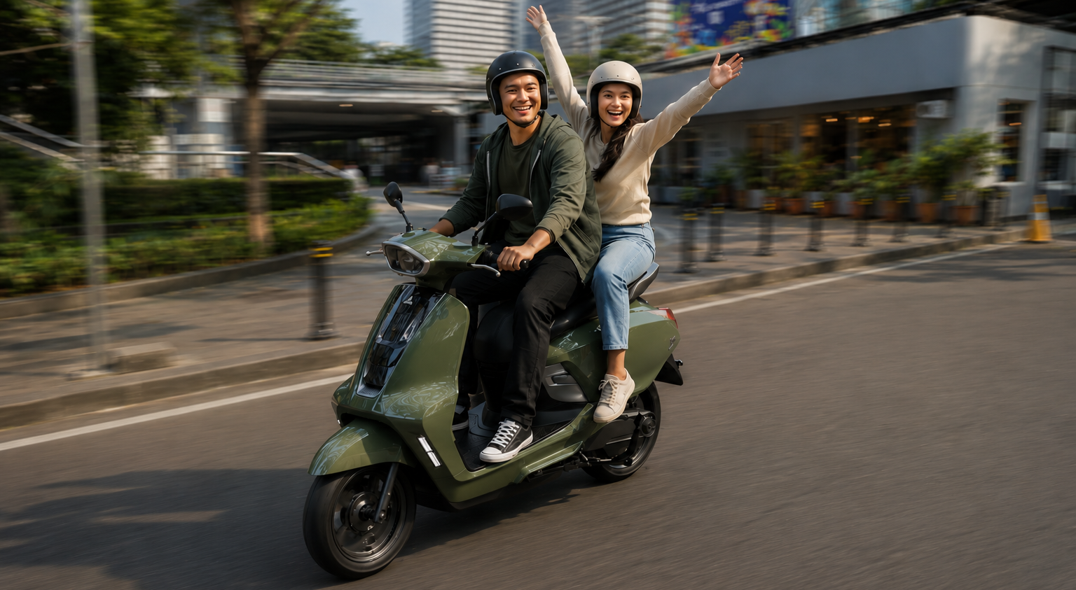 Aerion Luna scooter in olive finish